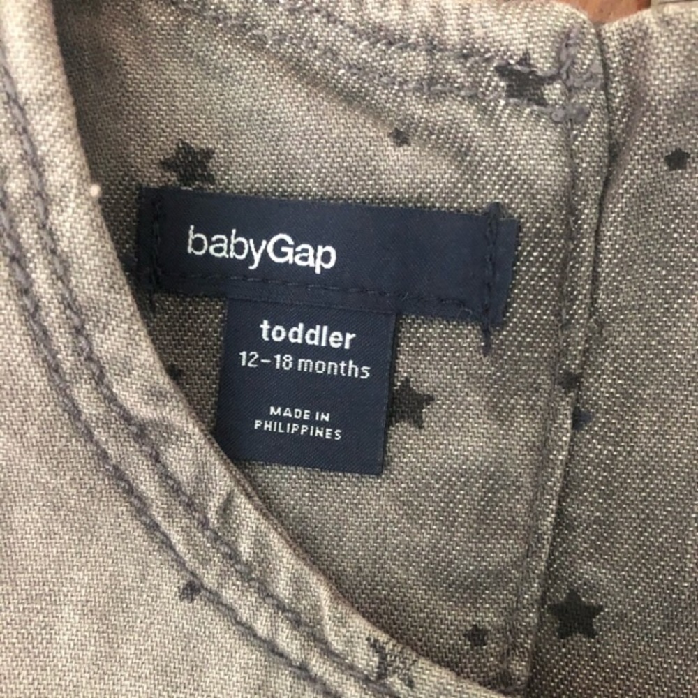 NWT Baby Gap gray denim dress w stars 12-18m - Picture 3 of 4